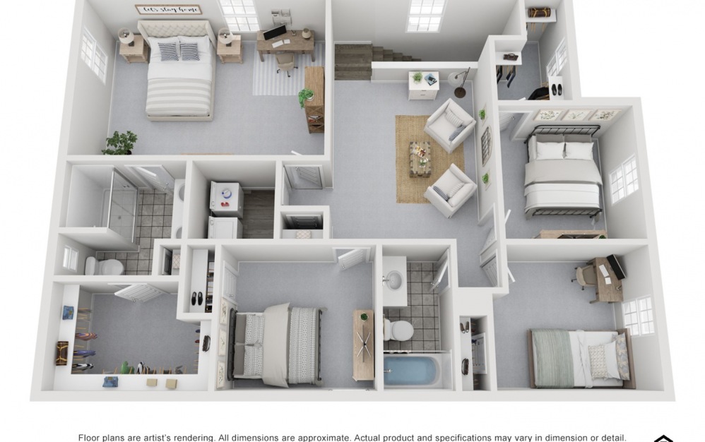 The Sutton 4 bedroom 2.5 bathroom second floor floorplan