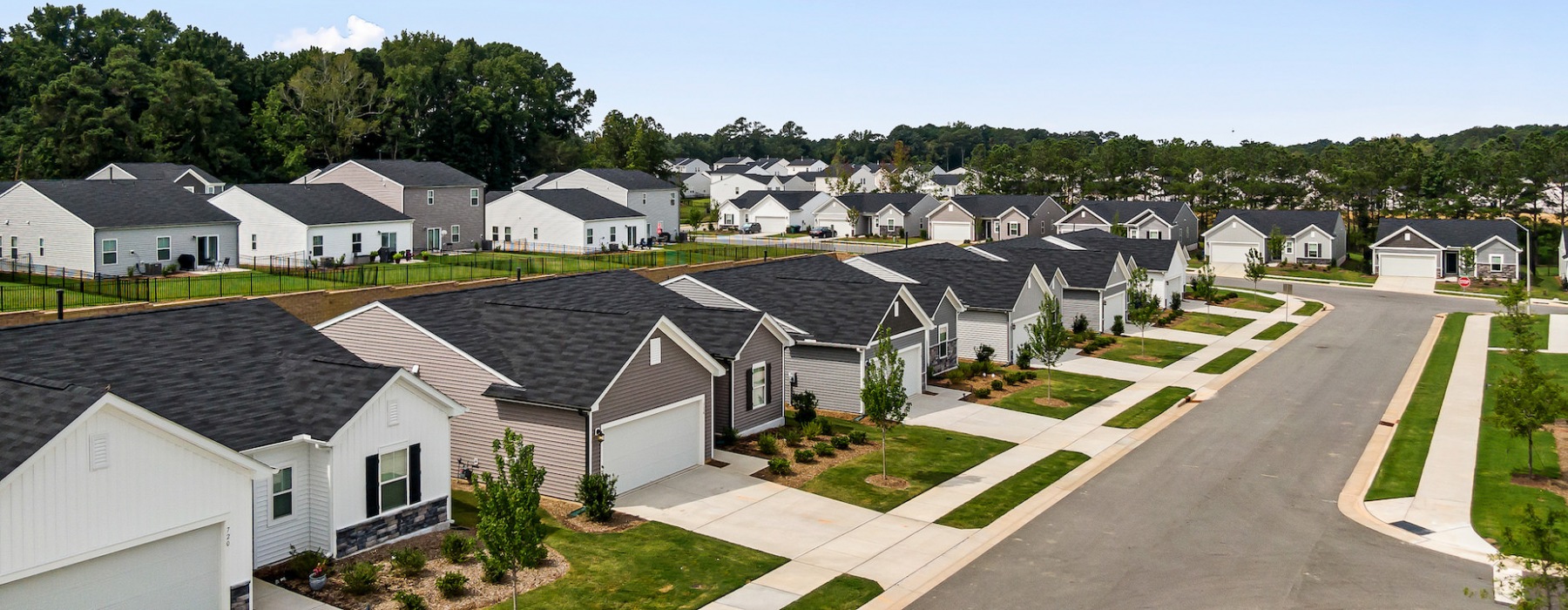 Aerial view of Abode at Geneva’s neighborhood featuring homes for rent near Garner, NC.