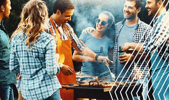 stock image of friends grilling